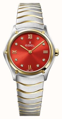 EBEL Спортивная классическая леди - 8 бриллиантов (29 мм), роскошный красный циферблат / 18-каратное золото и нержавеющая сталь 1216594