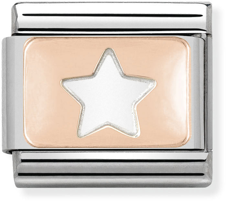 Nomination Classic PLATES In Stainless Steel With 9k Rose Gold CUSTOM Star Charm 430101/09