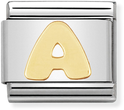 Nomination Classic Letter A 18ct Gold & Steel Charm 030101/01