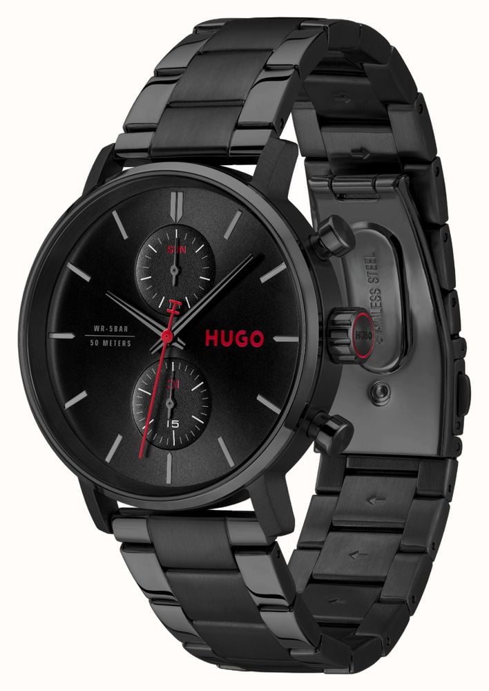 HUGO TAKEOFF / 43mm / Black Dial / Black Stainless Steel Bracelet 1530468 - alternate view 2