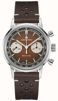 Hamilton American Classic Intramatic Chronograph H (40mm) Brown Dial / Brown Leather + Stainless Steel Mesh H38429591