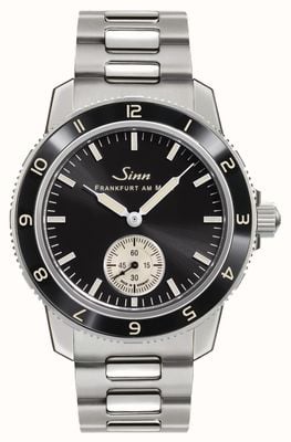 Sinn 104 классические часы с 12 малыми секундными стрелками (41 мм) с черным гальваническим циферблатом / браслет с H-образными звеньями из нержавеющей стали 104.060 H-LINK
