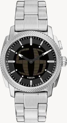Fossil Relógio Machine Big-Tic com visor duplo (41 mm) e display negativo / pulseira de aço inoxidável FS6155