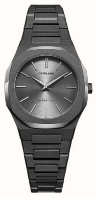D1 Milano Quadrante grigio sunray ultra sottile (30 mm) / bracciale in acciaio inossidabile PVD grigio UTBL32