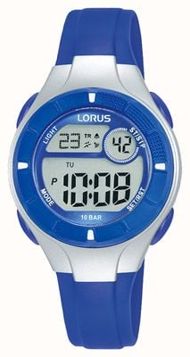 Lorus Digitales Multifunktions-100-m-Digitalzifferblatt (31 mm) / blaues PU-Armband R2341PX9