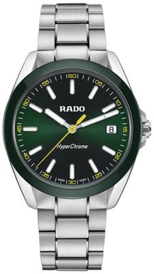RADO Hyperchrome quartz (41,5 mm) groene sunray wijzerplaat / roestvrijstalen band R32280313