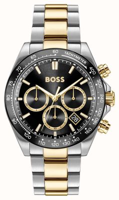 BOSS Hero 2.0 chronograaf (44 mm) zwarte wijzerplaat / tweekleurige roestvrijstalen band 1514269
