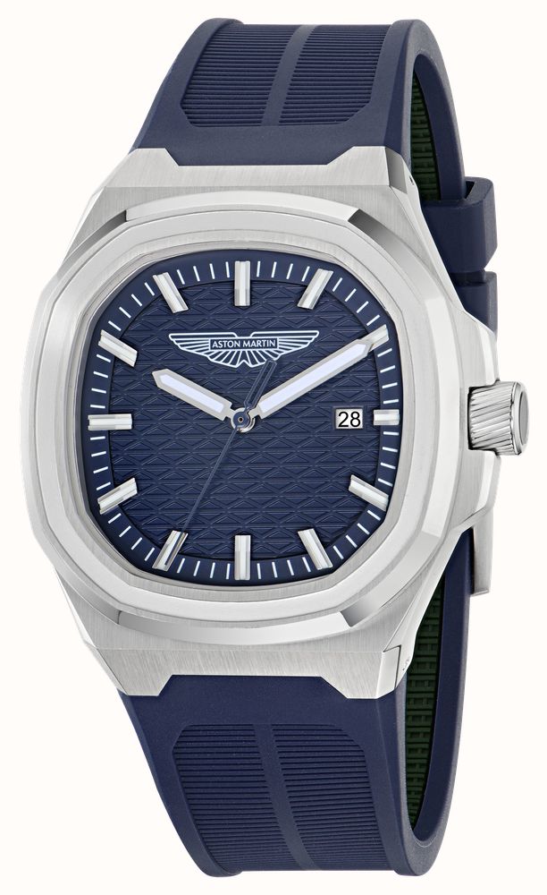 Aston Martin GPQ Icon Quartz (42mm) Navy Blue Dial / Navy Blue Silicone Strap + Navy Blue Leather Bracelet Set MTIGGF601 - alternate view 2