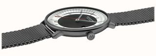 Mondaine Doppio Mirror Limited Edition (41mm) Mirror & Black Dial / Black Stainless Steel Mesh Bracelet Watch MLE.41280.SM - alternate view 3