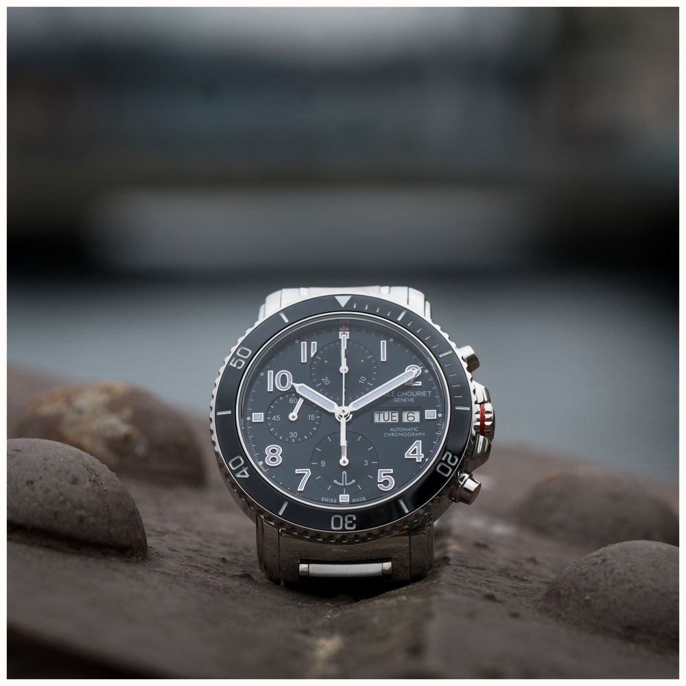 Emile Chouriet Challenger Deep Automatic Chronograph (43.5mm) Black Sunray Dial / Stainless Steel Bracelet 22.1169.G.6.AW.59.6 - widok alternatywny 9