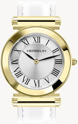 Herbelin Antarès-Uhrengehäuse – silbernes Zifferblatt / goldfarbener PVD-Edelstahl – nur Gehäuse H17443P01