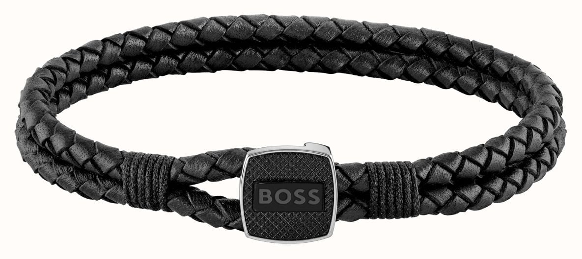 Mens hugo boss leather bracelet sale