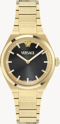 Versace V-auria（35毫米）黑色表盘/金色PVD不锈钢表带 VE5E00526