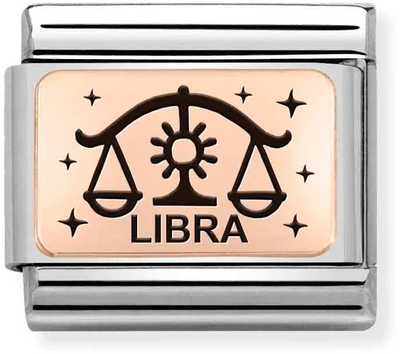 Nomination Classic Libra 9ct Rose Gold & Steel Charm 430112/07