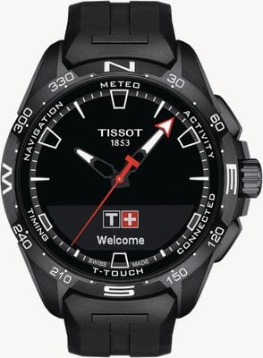 Tissot T-Touch Connect Solar-PVD-Titan (47,5 mm), schwarzes Zifferblatt / schwarzes Synthetikarmband T1214204705103