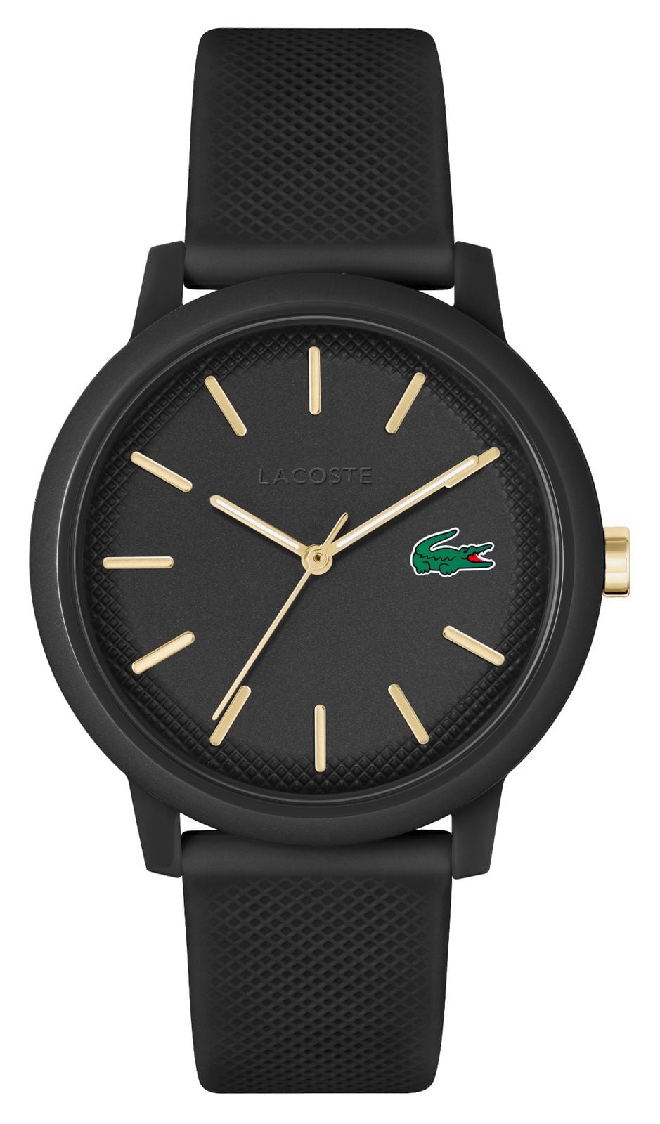 Lacoste 12.12 | cadran noir | bracelet en rÃ©sine noire montre