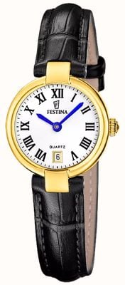 Festina Mademoiselle 石英表（26毫米）白色表盘/黑色皮表带 F20783/1