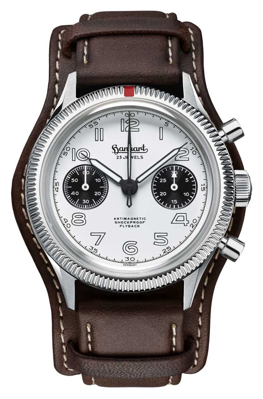 Hanhart 417 ES Flyback Panda (42 mm) Cadran blanc / Bracelet montre