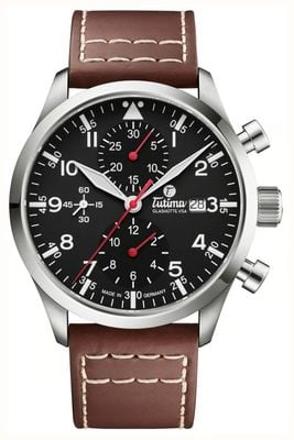 Tutima Glashütte Flieger Legacy T5 автоматический хронограф (41 мм), черный циферблат / коричневый кожаный ремешок Horween 6405-01
