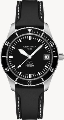Certina DS PH100M Gent (40.5mm) Black Dial / Black Rubber Strap C0444101705000
