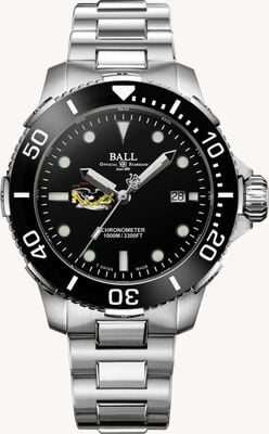 Ball Watch Company Engineer Hydrocarbon Deepquest Protector Chronometer (42mm) schwarzes Zifferblatt / Titan- und Stahlarmband-Uhr DM3002A-S9C-BK