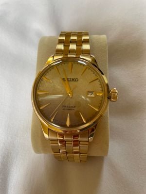 Seiko Beer Julep Presage Cocktail Time 40.5mm Gold Dial Gold Tone SRPK46J1 First Class Watches CAN