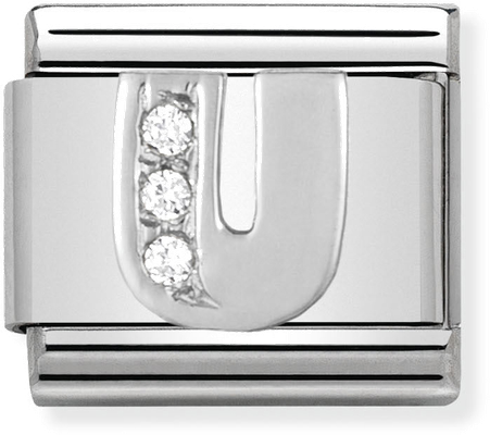 Nomination Classic Letter U Sterling Silver & Steel Cubic Zirconia Charm 330301/21