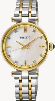 Seiko Klassische Diamant-Quarz (29mm) Perlmuttzifferblatt / zweifarbiges Edelstahlarmband HGH007P1