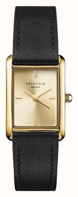 Rosefield Mostrador champanhe Heirloom (23,5 mm) / pulseira de couro preta HCBLG-H07