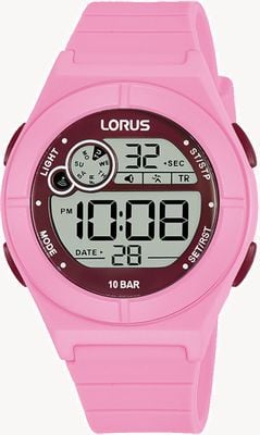 Lorus Cadran numérique multifonction enfant 100m (36mm) violet / silicone rose R2367NX9