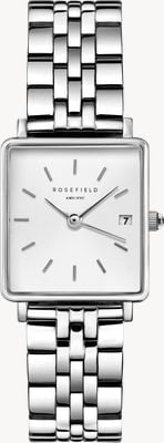 Rosefield Boxy XS (22mm) White Dial / Stainless Steel Bracelet QMWSS-Q020