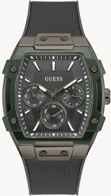 Guess Phoenix 多功能腕表（44毫米）黑色表盘/黑色硅胶表带 GW0956G3