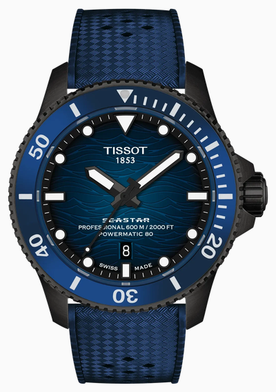 Tissot Seastar 2000 Powermatic 80 (44mm) Blue Wave Dial / Blue Rubber Strap T1209073704100