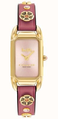 Coach Cadê | mostrador rosa | pulseira de couro flor rosa 14504117
