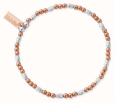ChloBo Mixed Metal Dainty Sparkle Bracelet Rose Gold Plated Sterling Silver MBDSP