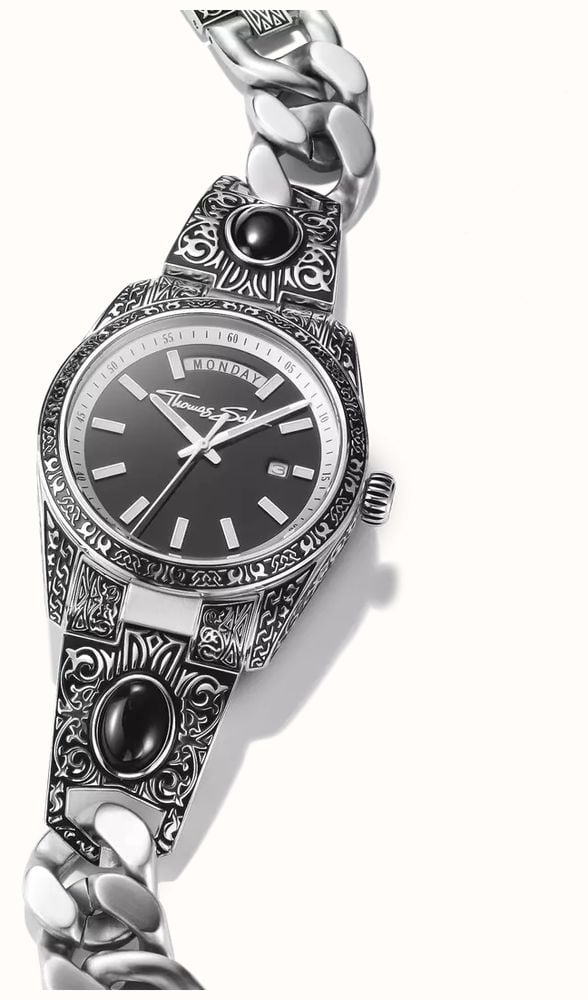Thomas Sabo Watch With Western-style Ornaments And Onyx With Patterned Bracelet WA0457-201-203-40 - autre vue 2