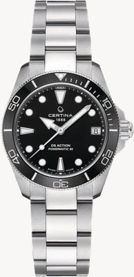 Certina DS Action Lady Powermatic 80 (34.5mm) Black Dial / Stainless Steel C0320071105100