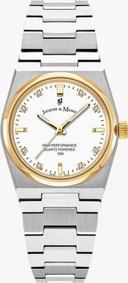 Jacques Du Manoir Horizon Kristallquarz (31 mm) weißes Zifferblatt / Edelstahlarmband JWL03605