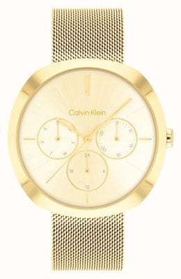 Calvin Klein Kształt (38,5 mm) złota tarcza / stalowa bransoleta typu mesh 25200339