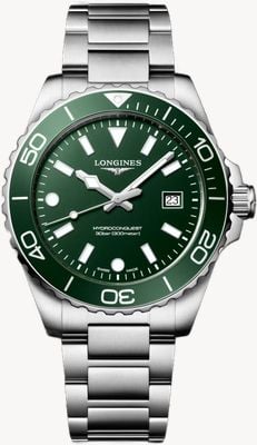 LONGINES Hydroconquest quartz (42mm) groen zandgestraald wijzerplaat / roestvrijstalen armband L37694066