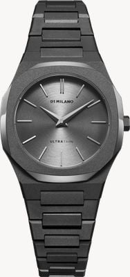 D1 Milano Quadrante grigio sunray ultra sottile (30 mm) / bracciale in acciaio inossidabile PVD grigio UTBL32