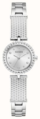 Guess Holly Quarzuhr mit drei Zeigern (24 mm), silbernes Zifferblatt / Edelstahlarmband GW1017L1