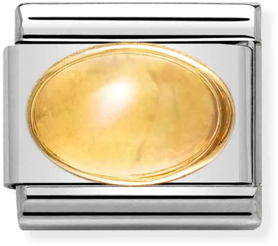 Nomination Classic OVAL STONES In Stainless Steel With 18ct Gold CITRINE Charm 030504/07