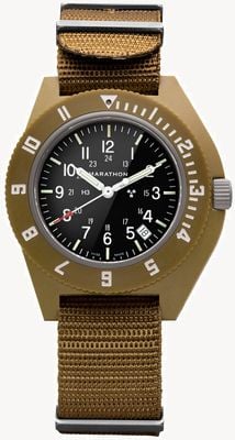 Marathon NAV-D Desert Tan Navigator Date Quartz (41mm) Black Dial / Tan Ballistic Nato Strap WW194013DT-0102