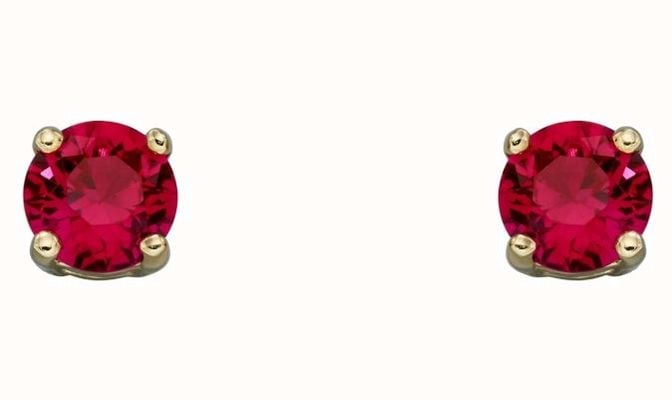 Elements Gold 9ct Yellow Gold  Ruby Cz July Birthstone Studs GE2332