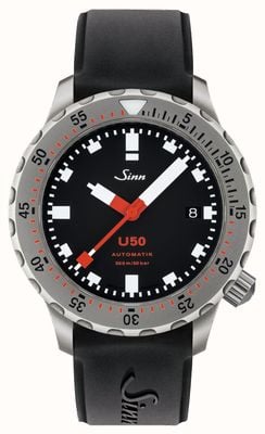 Sinn U50 | czarny silikonowy zegarek dla nurków 1050.010 BLACK RUBBER
