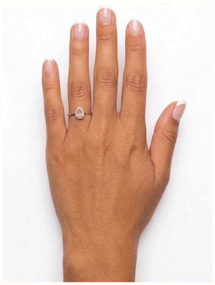 James Moore & Co Natural Diamond & Rose Quartz Cabochon Pear Cut 9ct Yellow Gold Ring J83504 - alternate view 4