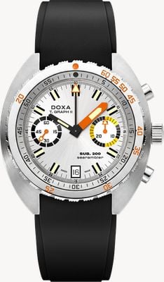DOXA Sub 200 t.graph ii searambler (42mm) シルバー Iconic ダイアル / ブラック FKM ラバーストラップ ウォッチ 806.10.021.20