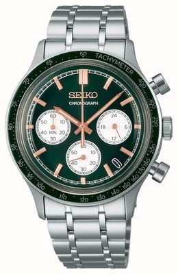 Seiko Racing Sportchronograph (38,7 mm) grünes Zifferblatt / Edelstahlarmband SSB481P1