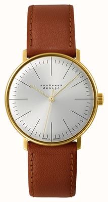 Junghans reloj con correa de piel max bill handaufzug 27/5703.02